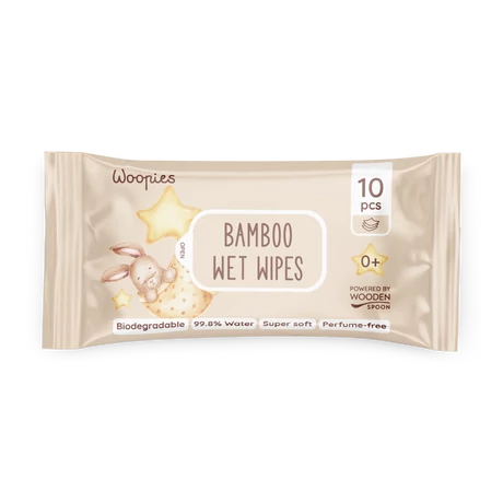 Wooden Spoon Woopies Nedves törlőkendő bambuszból (10 db)